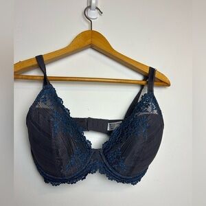 Wacoal 853291 Bra Lace Underwired Womens Size 34DD Blue sexi comfortable